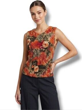 Vintage Women’s Reversible Textured Floral Sleeveless Top – One Size